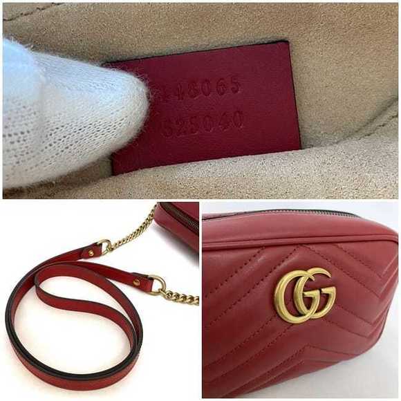 Gucci Marmont Mini Shoulder Bag Leather Red - Picture 9 of 10